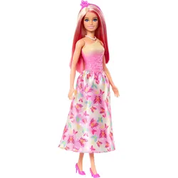 Barbie Royal-Puppe mit Haaren in Pink und Blond, Rock mit Schmetterlingsmuster und Zubehör