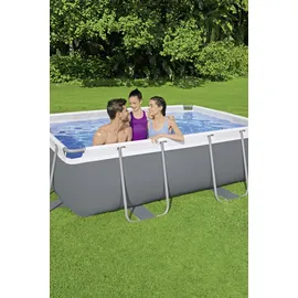 BESTWAY Power Steel Frame Pool Set mit Filterpumpe 404 x 201 x 100 cm, grau, eckig