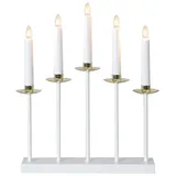 Star Trading Fensterleuchter Greta, 5-flammig Farbe: weiss / messing Teller ca. 36 cm x 31 cm, Trafo