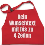 Kinderschürze Schürze Kinder Jungen Mädchen - Aufdruck selbst gestalten - Wunschtext I Eigener Text I Custom Text - 7-14 Jahre - Rot - 4.zeilen junge personalisierte datum - 7-13 Jahre
