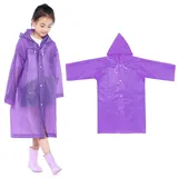 Cozlly Regenponcho Kinder, Regenmäntel Lange Ärmel mit Kapuze, Leichte Regenjacke Wasserdicht, EVA Regencape Wiederverwendbar, Regenponcho Unisex für Schule Reisen Radfahren Camping Wandern - 36-40