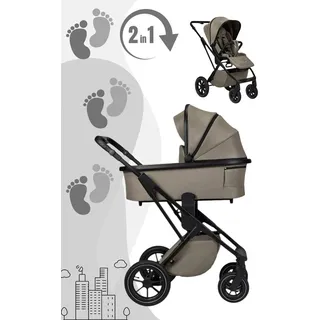 Babywelt Moon PIÙ Kinderwagen / Kombikinderwagen inkl. Gratis Babyschalen Adapter., Farbe/Dessin:Tonka/Matt