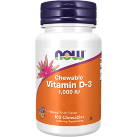 NOW Foods Vitamin D-3 1000 IU (180 Kautabletten)