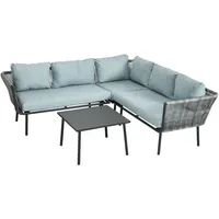 Rattan Gartenmöbel-set Für 4 Personen Sitzgarnitur Mit Kissen Für Balkon Alu Grau