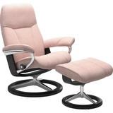 Stressless Stressless® Relaxsessel Consul (Set, Relaxsessel mit Hocker), mit Hocker, mit Signature Base, Größe L, Gestell Schwarz rosa