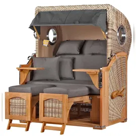 Mr. Deko bene,iving Strandkorb Komplettset Ammersee Teak Bullauge PE shell Modell 551