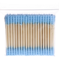 Haorw Bambus Wattestäbchen (500 Stück) nachhaltige Wattestäbchen aus Baumwolle (blau)