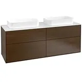 Villeroy & Boch Villeroy und Boch Finion Waschtischunterschrank F72100GN 160x60,3x50,1cm, Glass White Matt, Walnut veneer