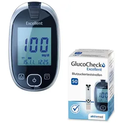 GlucoCheck Excellent Mess-Set - mg/dl zur Blutzuckerkontrolle mit 60 Streifen 1 St