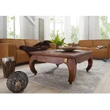 Massivmoebel24 Couchtisch Akazie 120x120x40 nougat lackiert OPIUM #624