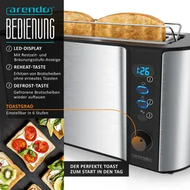 Arendo 2-teiliges Frühstücksset, 1000W Langschlitz Toaster für 2 Scheiben, Eierkocher SEVENCOOK, Silber