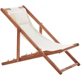 Beliani Gartenliege Dunkler Holzfarbton Weiss 70x54x70
