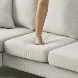 Merax Eckcouch Leinen 3-Sitzer Beige