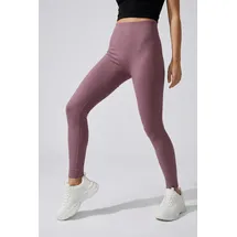 ONLY PLAY Trainingstights ONLY PLAY "ONPJAIA LIFE HW LOUNGE", Damen, Gr. S, N-Gr, rosa (rose braun), Rippware, Obermaterial: 75% Nylon, 15% Polyamid, 10% Elasthan, unifarben, bequem knöchellang, Hosen, in gerippter Struktur
