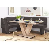 Home Affaire Eckbank HOME AFFAIRE "Nils", braun (dunkelbraun (capulet 4007)), B:222cm H:89cm T:162cm, Holzwerkstoff, Massivholz, Polyester, Sitzbänke, Eckbank, Sitz und Rücken gepolstert, verschiedene Qualitäten