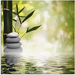 Wandbild ARTLAND "Asiatische Spa Steine", grün (farbe bild(er): grün), B:50cm H:50cm, Bilder, als Alubild, Outdoorbild, Leinwandbild, Poster, Wandaufkleber