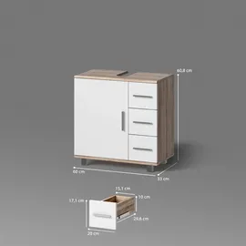 livinity Waschbeckenunterschrank Eisak 60 x 60 x 33 cm Braun/Weiß