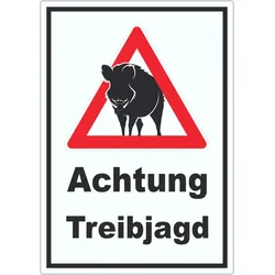 Achtung Treibjagd Aufkleber A0 (841x1189mm)