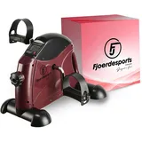 Fjoerdesports Heimtrainer Mini-Heimtrainer, Arm- und Beintrainer, Bewegungstrainer (Seniorentrainer, Trainieren im Home Office, besonders leise, verstellbarer Widerstand, Fitness, Workout, rutschfeste Standfüße, 100 kg max. Benutzergewicht, Pedaltrainer, Riemenantrieb, Bodenschonend, Muskelaufbau, Ausdauertraining), LCD-Display, Fitnesstraining, Training am Schreibtisch rot