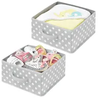 MetroDecor mDesign 2er-Set Aufbewahrungsboxen gepunktet Stoffbox aus Kunstfaser grau/weiß