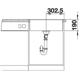 Blanco Dalago 6-F links Flächenbündig vulkangrau Handbetätigung 605 x 500 mm