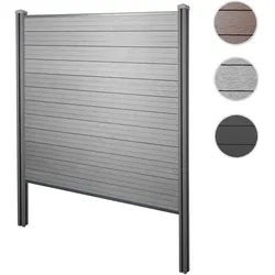 WPC-Sichtschutz Sarthe, Windschutz Zaun, WPC-Pfosten zum Einbetonieren ~ Basiselement, 195cm grau