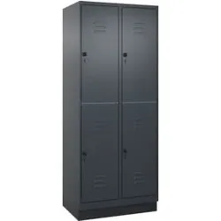 C+P Doppelstock-Spind Classic PLUS, Sockel, 2 Abteile, 1950x800x500mm, 7016/7016 Front RAL 7016 Anthrazitgrau