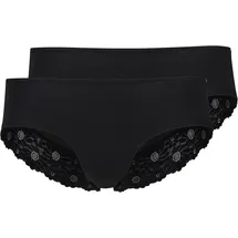Skiny® Cottonlace Essential Hüftslips, 2er-Pack, Spitze, für Damen, BLACK, 42