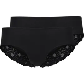 Skiny® Cottonlace Essential Hüftslips, 2er-Pack, Spitze, für Damen, BLACK, 42