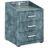 ed exciting design Nachtkonsole MOON Nachttisch Boxspringbett, Infinity Smoke Blue - Funktionaler Nachtschrank mit LED-Beleuchtung und USB-Anschluss (B/H/T)