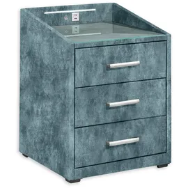 ed exciting design Nachtkonsole MOON Nachttisch Boxspringbett, Infinity Smoke Blue - Funktionaler Nachtschrank mit LED-Beleuchtung und USB-Anschluss (B/H/T)