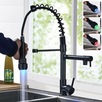 360° Küchenarmatur Wasserhahn LED Küche Ausziehbar mit Brause Spültischarmatur