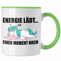 Trendation Tasse Trendation – Einhorn Tasse mit Spruch Geschenk Arbeitskollege Kollege Kaffeetasse Frauen grün