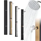 Solardusche 35 l mit integriertem Thermometer Fußdusche runder Duschkopf Snap In Technologie Schwarz Gold - Arebos
