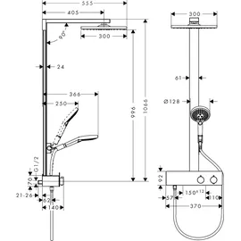 Hansgrohe Raindance E Showerpipe 300 1jet mit ShowerTablet 350 chrom 27361000