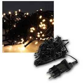 ChiliTec LED Lichterkette Aussen 10 Meter mit 100 LEDs Schwarzes Kabel Spritzwassergeschützt IP44