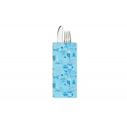 Schachtel mit 800 Corvina dekorierten Besteckhalter-Papierumschlägen 11x25 mit Serviette