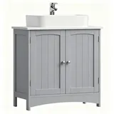 VASAGLE Waschbeckenunterschrank Waschtischunterschrank Badezimmerschrank verstellbare Ablage, 2 Fächer, mit 2 Türen, Breite 60cm grau 60 cm x 60 cm x 30 cm