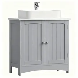 VASAGLE Waschbeckenunterschrank Waschtischunterschrank Badezimmerschrank verstellbare Ablage, 2 Fächer, mit 2 Türen, Breite 60cm grau 60 cm x 60 cm x 30 cm