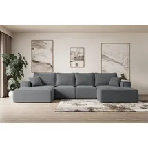 altdecor Ecksofa Cord 6-Sitzer Dunkelgrau