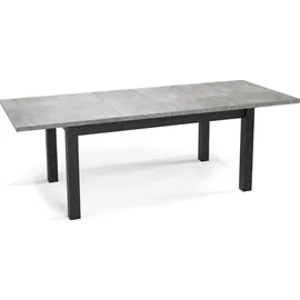 WFL GROUP Moderner Rechteckiger Ausziehbarer Esstisch - Platzsparend - Schwarze Holzbeine - 160 bis 240 cm - Hergestellt in EU - 160 x 90 cm - Grau Beton