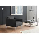 Cocktailsessel W.SCHILLIG "sally Designsessel, zeitlos und bequem, tolle Verarbeitungsdetails", schwarz (schwarz z59), B:84cm H:78cm T:84cm, Longlife Xtra-Leder Z59: Glattleder mit modischer Prägung. Hautstärke 0, 9 - 1, 1 mm., Sessel, Cocktailsessel, mit Metall-Winkelfüßen in Silber matt