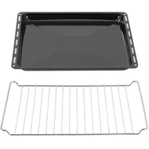 ICQN Backblech & Gitter Set 445 × 375 × 35 mm, Kompatibel mit Bauknecht, Indesit, Algor, Emaillierte Backbleche & Verchromtes Gitter für Backofen & Herd