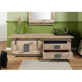 Massivmoebel24 Garderobenbank Mango 120 x 45 x 40 cm beige / beige lackiert