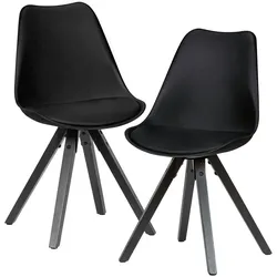 Kadima Design Esszimmerstuhl `Lund`: Modernes Design, Holzstandbeine, Filzgleiter, einfache Montage. Schwarz, Kunstleder, 49x52x87 cm
