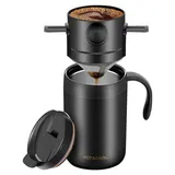 Faltbarer, tragbarer Kaffeefilter-Kaffeebereiter aus Edelstahl, wiederverwendbarer, papierloser Pour-Over-Kaffeefilter für Reisen und die Zubereit...