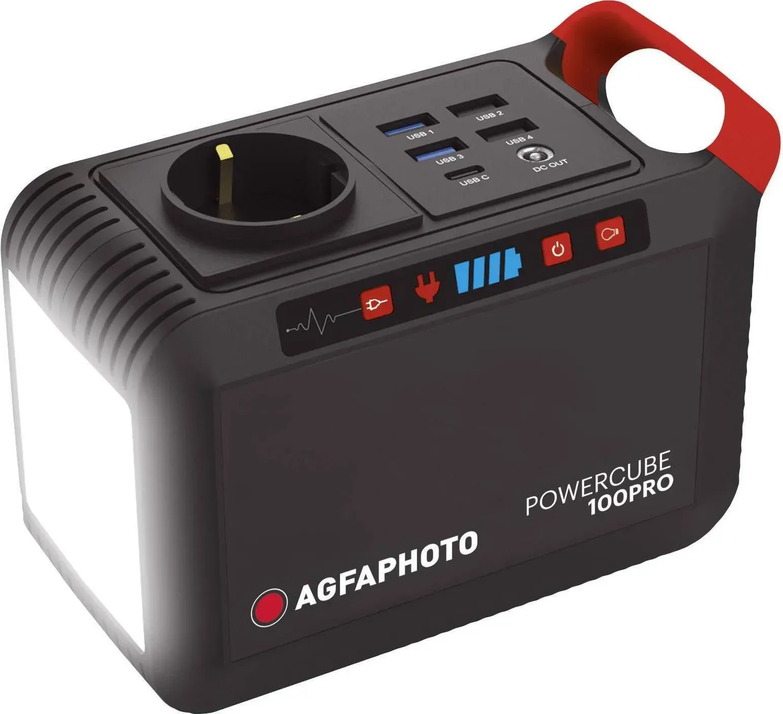 AGFAPHOTO, Stromgenerator, Powercube 100 Pro Powerstation Li-Ion Schwarz, Rot