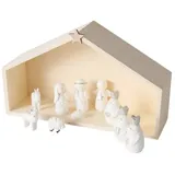 Boltze Minimalistische Weihnachtskrippe in Weiß NALUA, 10 Figuren