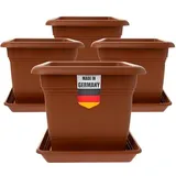2friends Pflanzkübel Groß Außen Terracotta Kunststoff 4er Set- Blumentopf 40x40 für Draußen, Robuste Blumenkübel Gross Aussen, Ideal für Garten & Terrasse