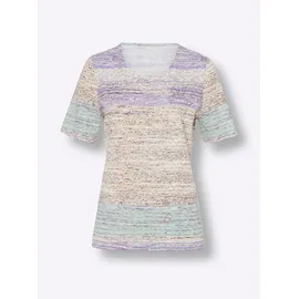 Classic Basics T-Shirt CLASSIC BASICS "Kurzarm-Shirt", Damen, Gr. 56, grün (ecru, kalkmint, bedruckt), 100% Baumwolle, gemustert, mehrfarbig, Rundhals, Shirts T-Shirt